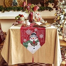 Christmas Table Runner 70 Inch x 13 Inch Snowflakes Red Home Dining Table Decor