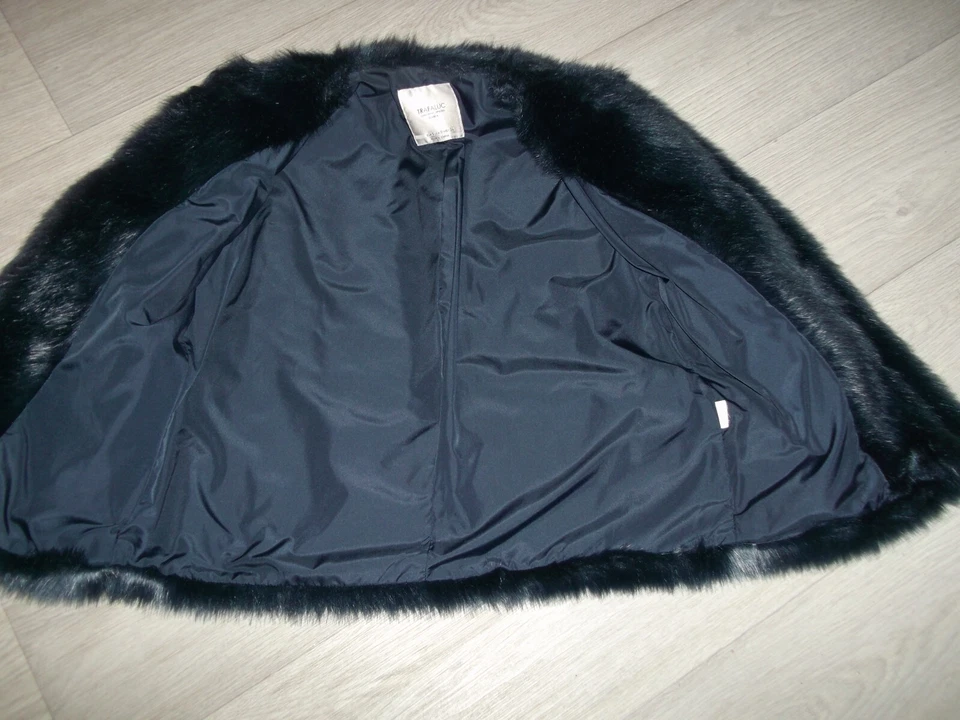 Veste TRAFALUC ZARA fausse fourrure bleu marine taille S TBE - Photo 3/4