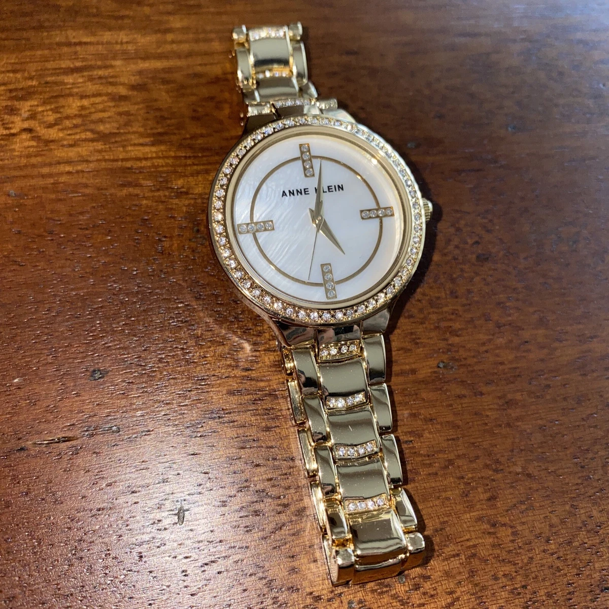 Anne Klein Women s Gold Tone Crystal Bracelet Wrist Watch 32.5 mm