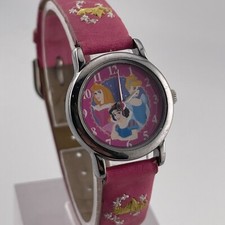Disney Princess Watch Girls 23mm Case Pink Band Quartz Analog Three Hands