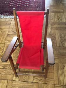 Vintage Child's Canvas Beach Folding Lounge Chair