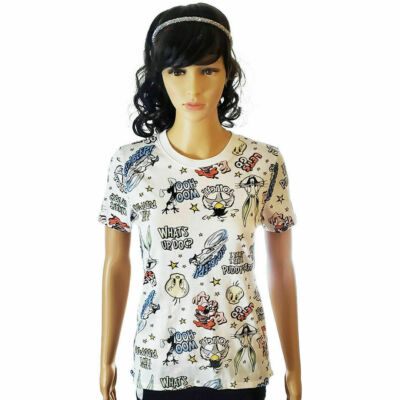 NWT BUGS BUNNY PIOLIN LOONEY TUNES JUNIORS WOMEN'S WHITE SHORT SLEEVE T-SHIRT