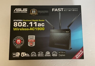 ASUS RT-AC68R Wireless-AC1900 Dual-Band Gigabit Router 802.11ac Gaming/Streaming