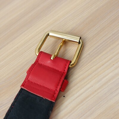 Moschino Milano Italy Red Leather Belt Buckle Gold Logo Unisex size 44 NEW MOSCHINO Belt XS Logo Gold Red Leather Italian Luxury  main image 2