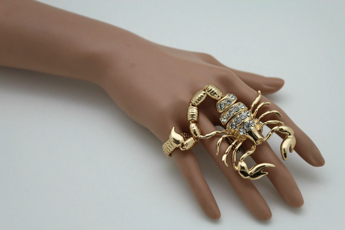 Women Gold Metal Scorpion Fashion Ring Insect Jewelry Desert Animal Stretch Band