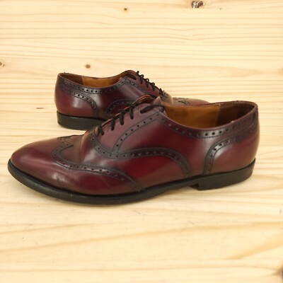 Vtg Cole Haan Wingtip Oxfords Sz 9.5 D Burgundy Leather  display picture 2