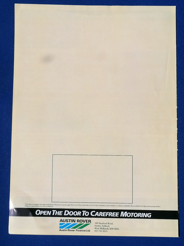 1985-88 AUSTIN ROVER Brochure "Carefree Motoring Plan" Mini Metro Montego - 第 3/3 張圖片
