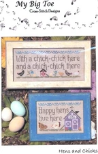 My Big Toe HENS AND CHICKS 2 Cross Stitch Charts w/ Button Pack country samplers