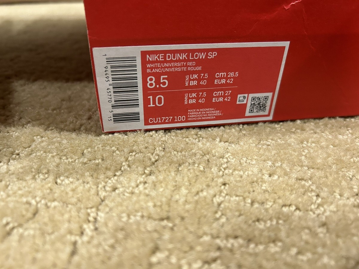 Size 8.5 - Nike Dunk Low 2020 University Red | eBay