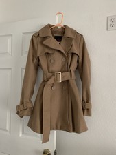 Yoki Outerwear Liz Lisa Style Tan Brown Wool Pleated Belted Peacoat Trench Coat