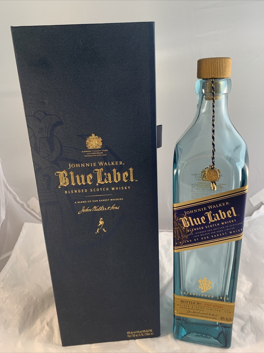 Johnnie Walker Blue Label EMPTY WHISKEY BOTTLE w/ Gift Box