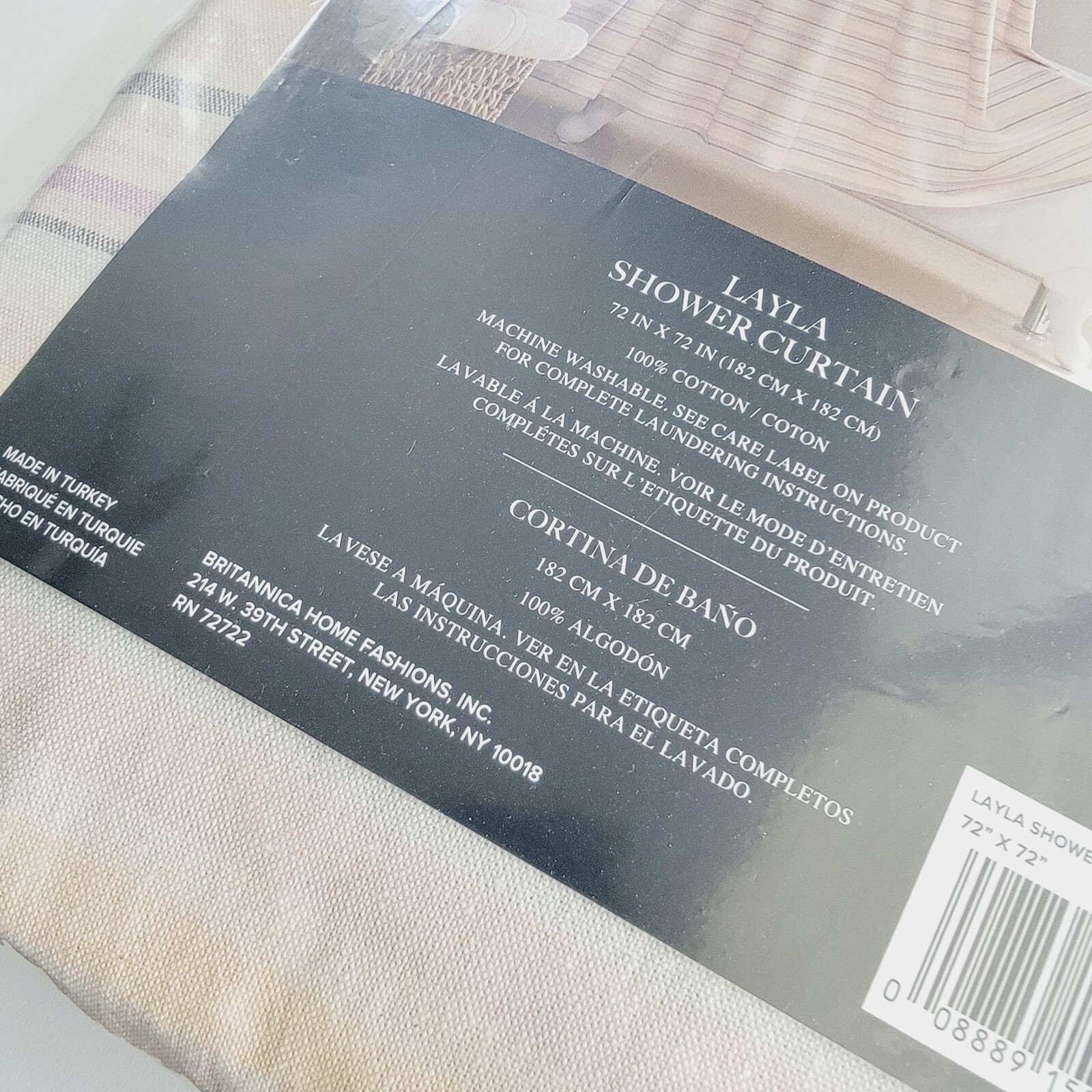 NEW UGG Australia Layla Cotton Shower Curtain Quartz Stripe Yellow Pink