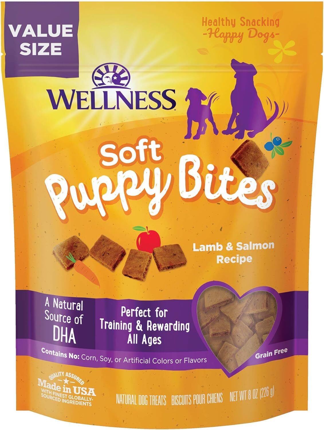 Wellness Soft Puppy Bites Natural 8 Ounce (Pack of 1), Lamb & Salmon 