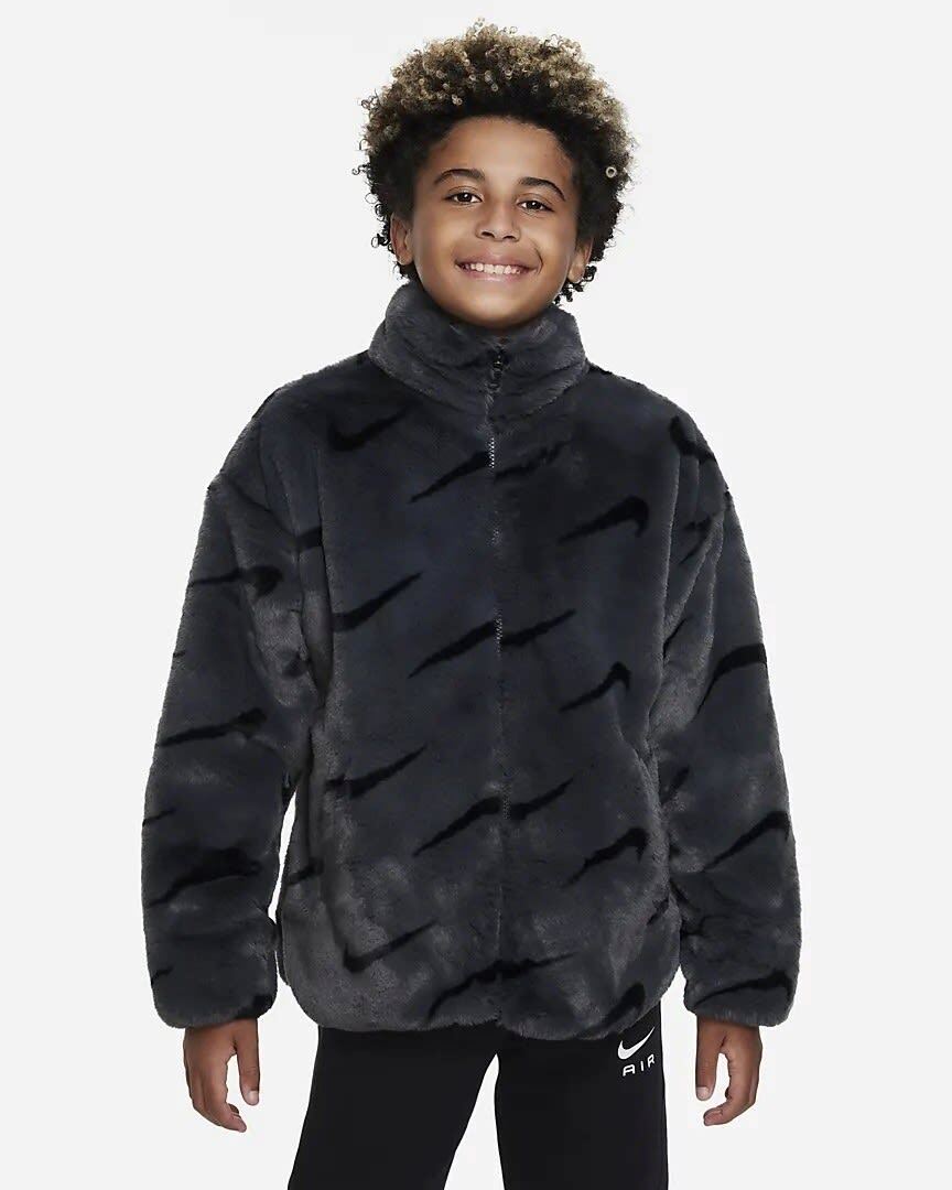 【NIKE】AS W NSW JKT FAUX FU NIKE Womens Sportswear Faux Fur Oversized Jacket 'Black