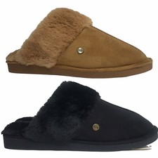 Nine West Womens Warm Lined Cozy Slippers Sz 7-8 Brown or Black Faux Fur Lining