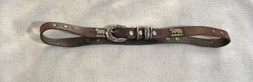 RARE Vintage Etro Style Leather Cows Belt Swiss Made WOMENS /unisex - Picture 2 of 9