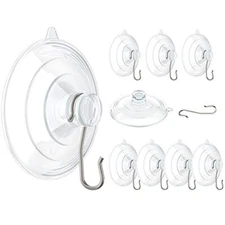 10 Pack 2.5" Clear Suction Cup Hooks for Glass Window Wall Door Kitchen Bathroom