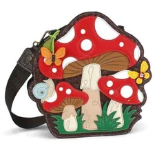 NEW CHALA RED WHITE MUSHROOM SNAIL NOVELTY CROSSBODY PURSE FAUX LEATHER RFID