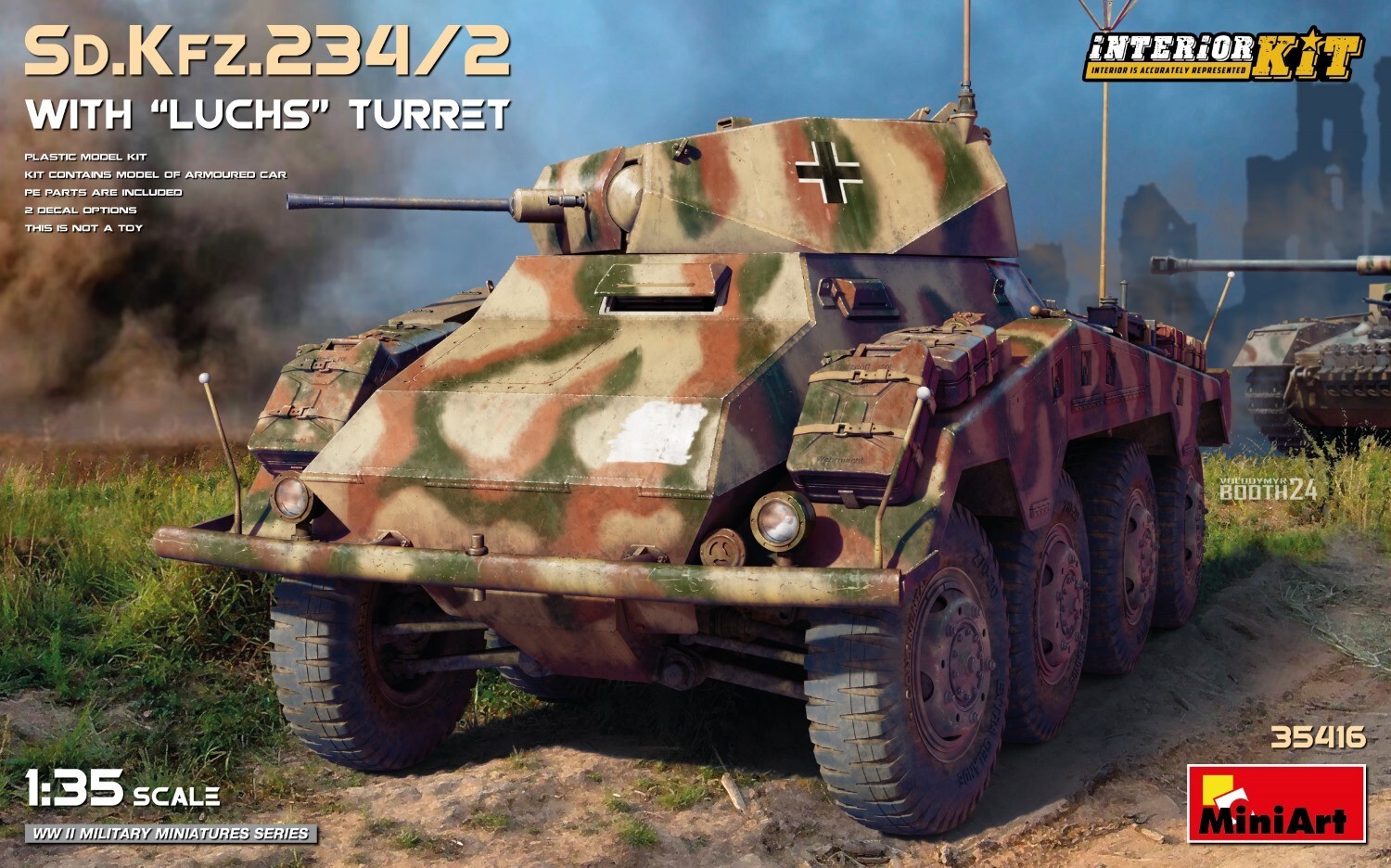 MiniArt 1/35 Scale - Sd.Kfz.234/2 With Luchs Turret Interior Kit Model 35416