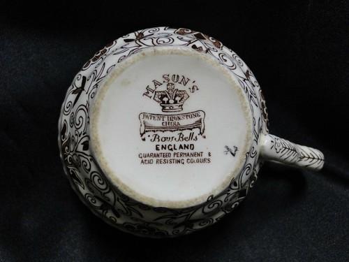 Mason's Bow Bells Brown, Flowers & Scrolls: Cup & Saucer Set, 2 1/4" Tall - Picture 8 of 12