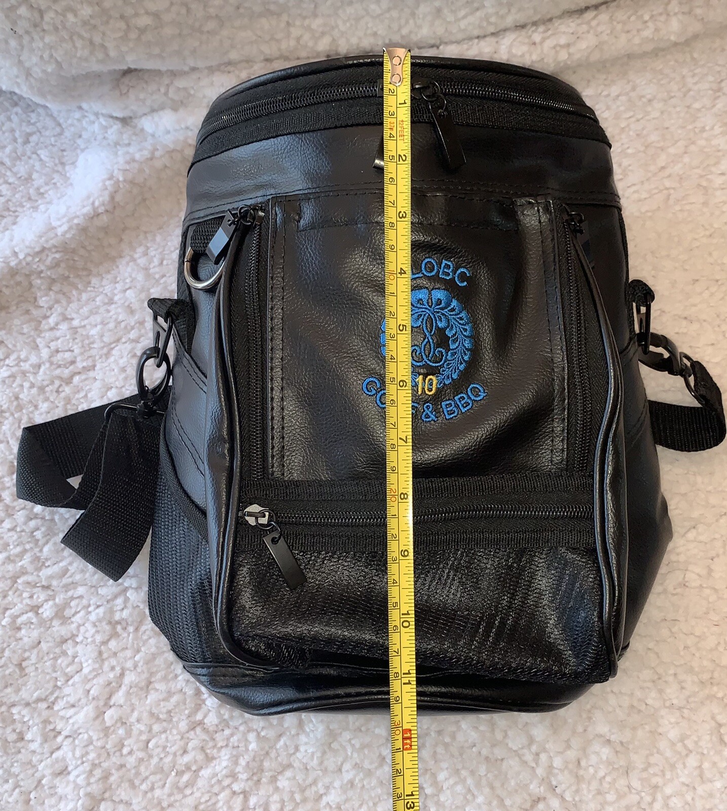 Personal Travel Cooler Bag SLO Golf & BBQ Promo Swag Black Faux Leather Zip NEW