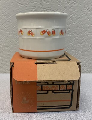 Vtg. 1999 Longaberger 1 Pint Candy Corn Autumn Stoneware Crock Fall Decor #37516