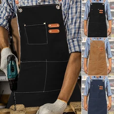 Chef Apron Canvas Cross Back Apron w/ Pockets for Women Men Cooking Baking Apron