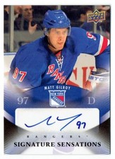2010-11 UPPER DECK SIGNATURE SENSATIONS MATT GILROY AUTO NEW YORK RANGERS #S-GI