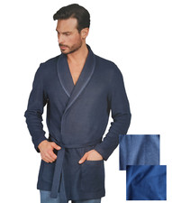 Giacca da camera uomo invernale calda felpina in misto cotone aperta sciallata