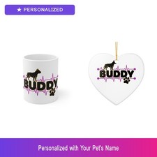 Custom Pitbull Pit Bull Paw Print Gift Set Mug Ornament Personalized Pet Name