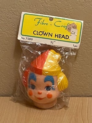 1 Vintage Fibre Craft Harlequin CLOWN HEAD No. 7589 3-1/4''