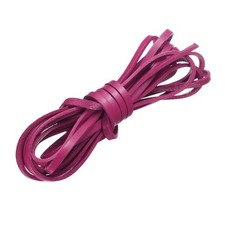 Flat Leather Cord 3.3 Yard 4mm Leather String Strips for DIY Crafts Rose Red,