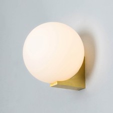 LED Wall Light Frosted Glass Metal Globe Bathroom Satin Brass Elegant G9 28W