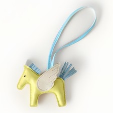 PU Yellow Beige Leather Winged Horse Bag Charm Pendant Keychain Wirken Inspired