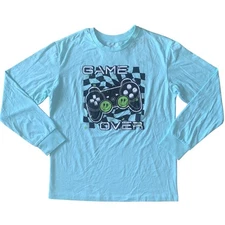 Art Class Junior Boys Game Over Long Sleeve Graphic Tee Aqua Blue Size XL