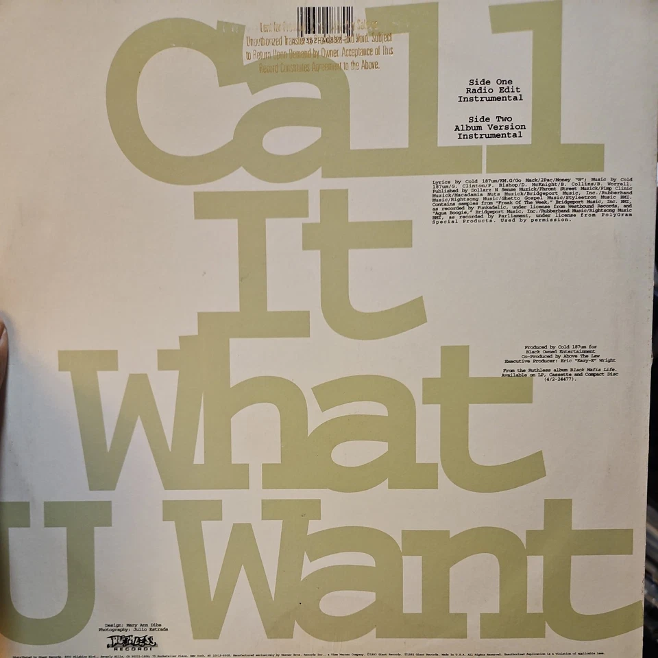 Above The Law- Call It What U Want VINYL (1993, 12" Single, Gangsta, Hip Hop) - Image 2 of 4