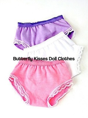 Doll Clothes Fits 18'' American Girl Panties Underwear White, Pink Or Lavender 