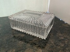 VTG ART DECO MCM LEAD CRYSTAL GLASS FLUTED TR...