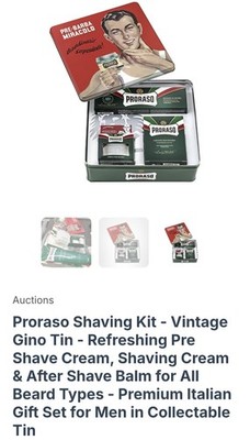 Proraso Vintage Gino Tin Shaving Kit with Pre Shave Cream, Shaving Cream