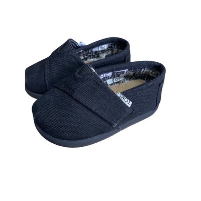 TOMS Toddler Classic Alpargata Black Canvas Slip On Shoes Size T4