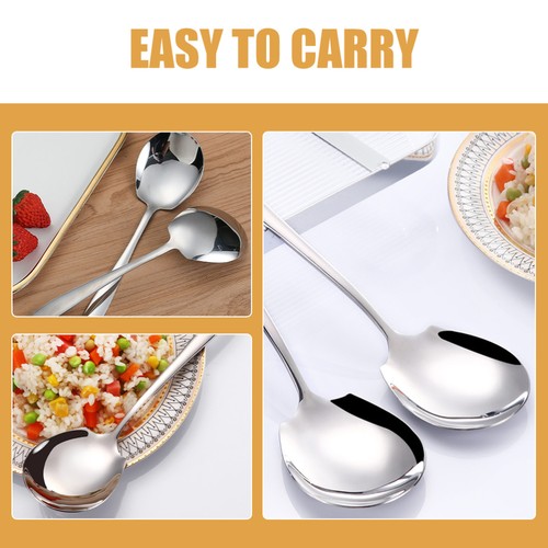 2 Pcs Serving Spoon Student Stainless Steel Utensils Dish Spoons Soup - Picture 10 of 12