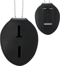 Prasacco Police Badge Holder, Universal Holders Clip Cowhide Black