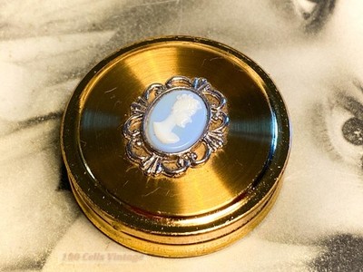 Blau und Gold Cameo Style Portrait - 4cm - Vintage Pillendose - 1i