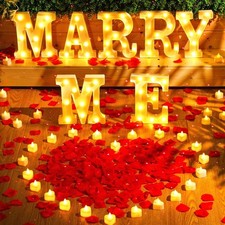Marry Me Light up Letters Proposal Decorations Will You Marry Me Sign Rose Petal