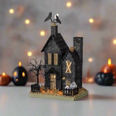 Primitive Ragon House Halloween Spooky Lighted Fall Haunted Halloween House 13''