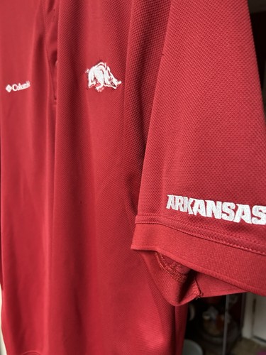 Columbia Shirt Arkansas Razorback Red XXL Golf Polo PFG Performance Fishing Gear - Picture 4 of 6