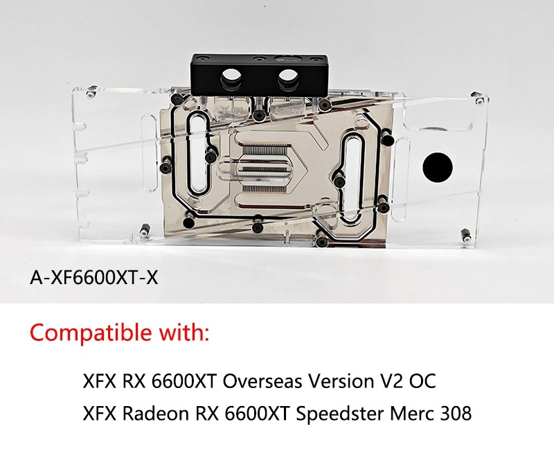 Granzon A-XF6600XT-X GPU Block For XFX Radeon RX 6600 XT Speedster Merc 308