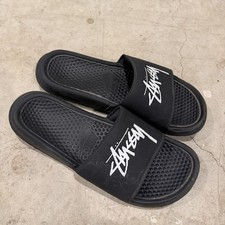 Stussy X Nike - Benassi Off Noir Black Slide Sandals CW2787-001 Mens Size 10