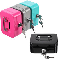 4PC Small Metal Cash Box Lockable Money Coin Bank Piggy Bank Multi-Color