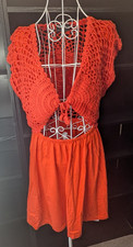 ASOS Design Crochet Tie-Front Mini Dress – Orange / Festival Boho. Size 16